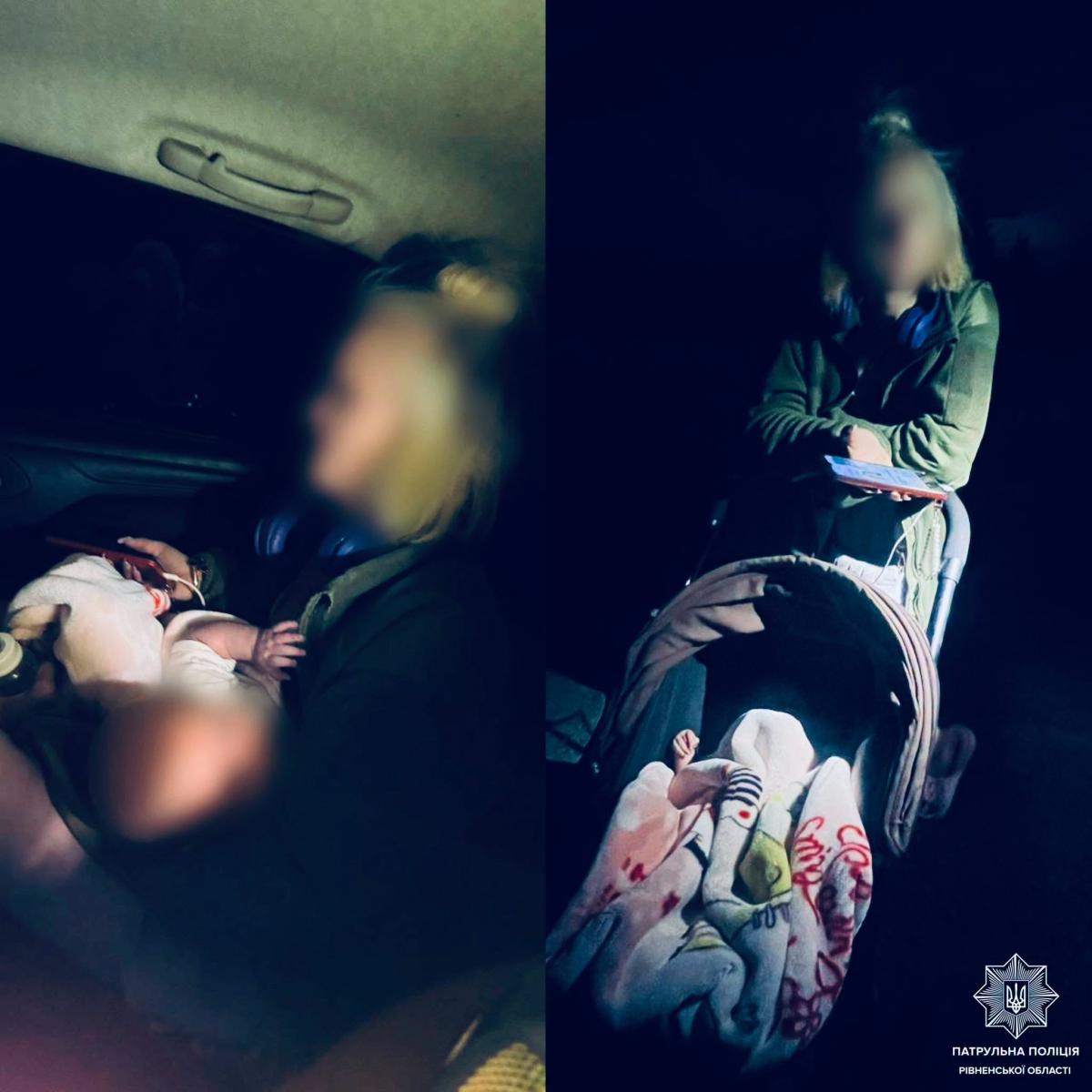 Вночі йшла узбіччям траси: На Рівненщині патрульні допомогли 17-річній мамі з немовлям
