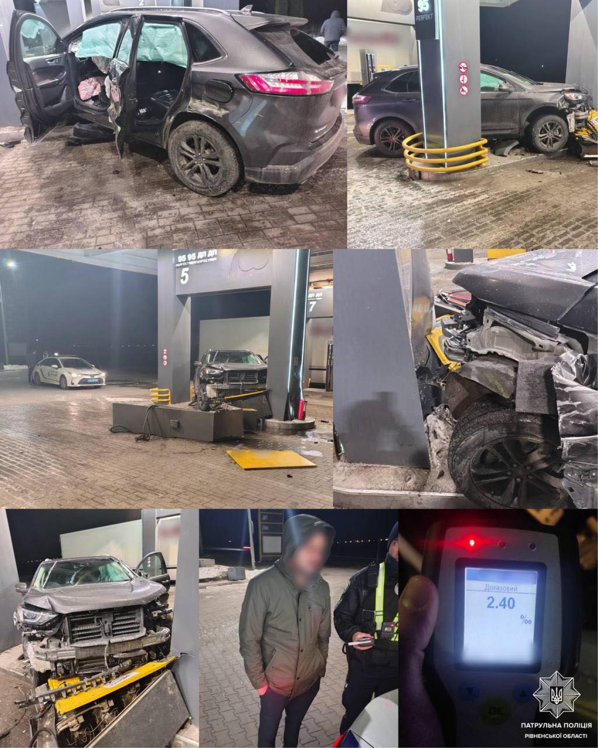 2,40 проміле алкоголю: поблизу Рівного нетверезий водій в`їхав у колонку АЗС