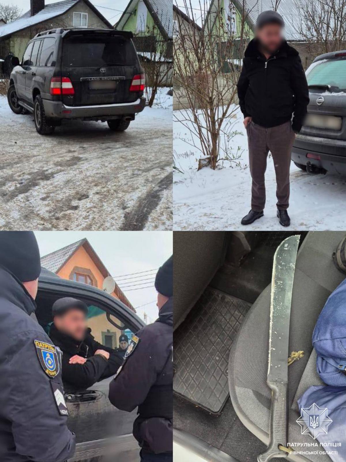 У Дубні зупинили нетверезого водія з предметом, схожим на мачете