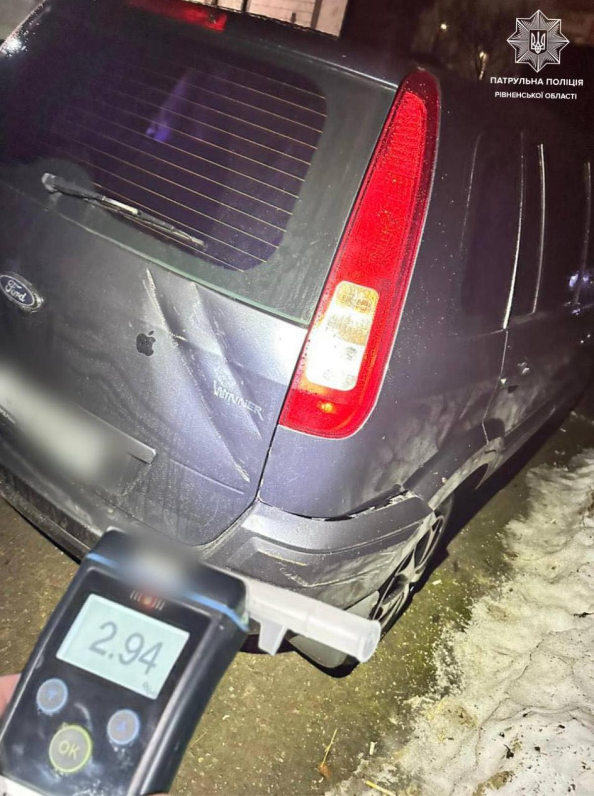 2,94 проміле: у Рівному нетверезий керманич скоїв ДТП