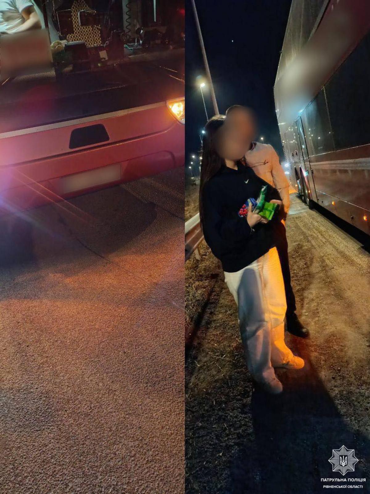 Водій поїхав без пасажирів: на Рівненщині патрульні допомогли чоловіку з жінкою наздогнати автобус