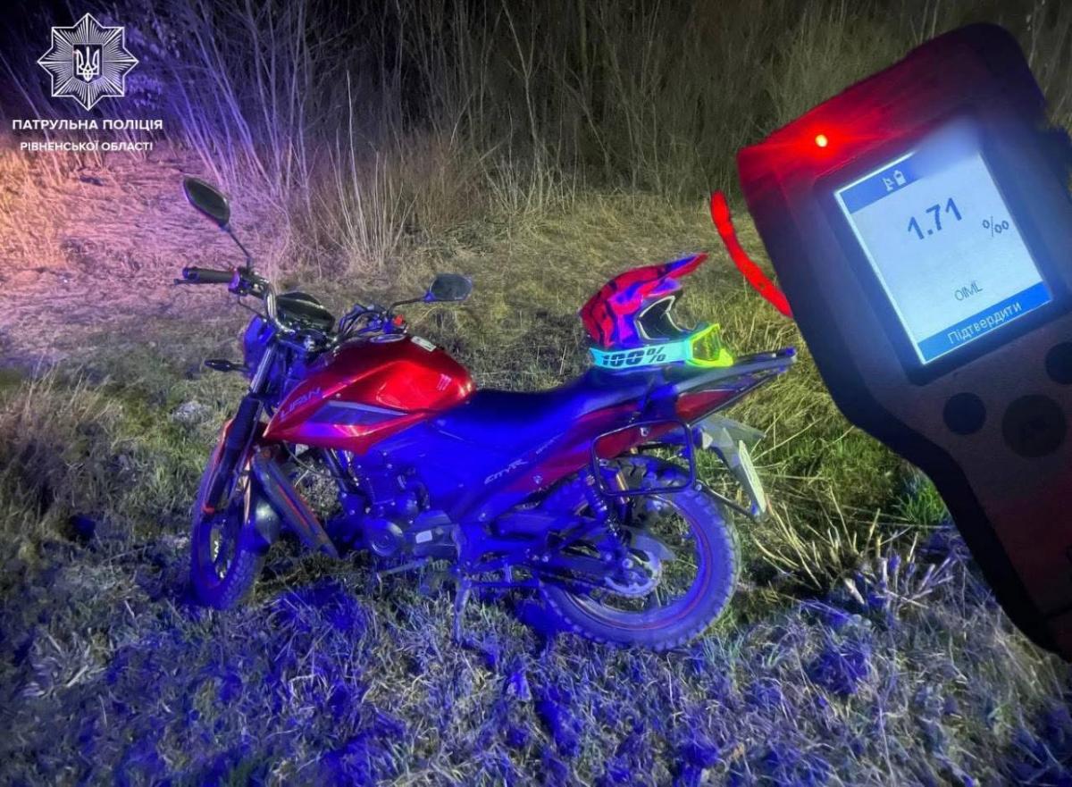 1, 71 проміле: дубенські патрульні склали протокол на неповнолітнього, який керував мотоциклом у стані сп?яніння 