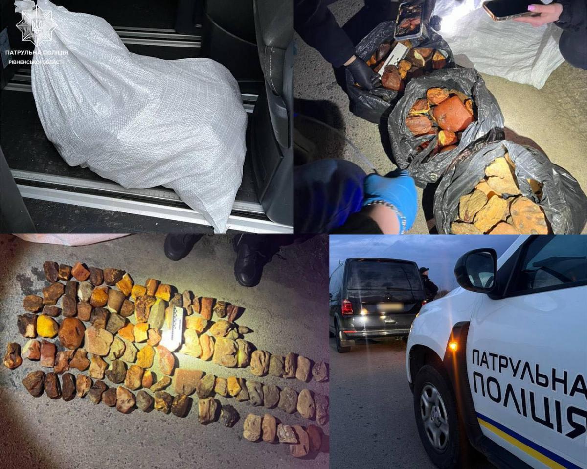Біля Житина патрульні виявили в авто 93 камені, ймовірно бурштин