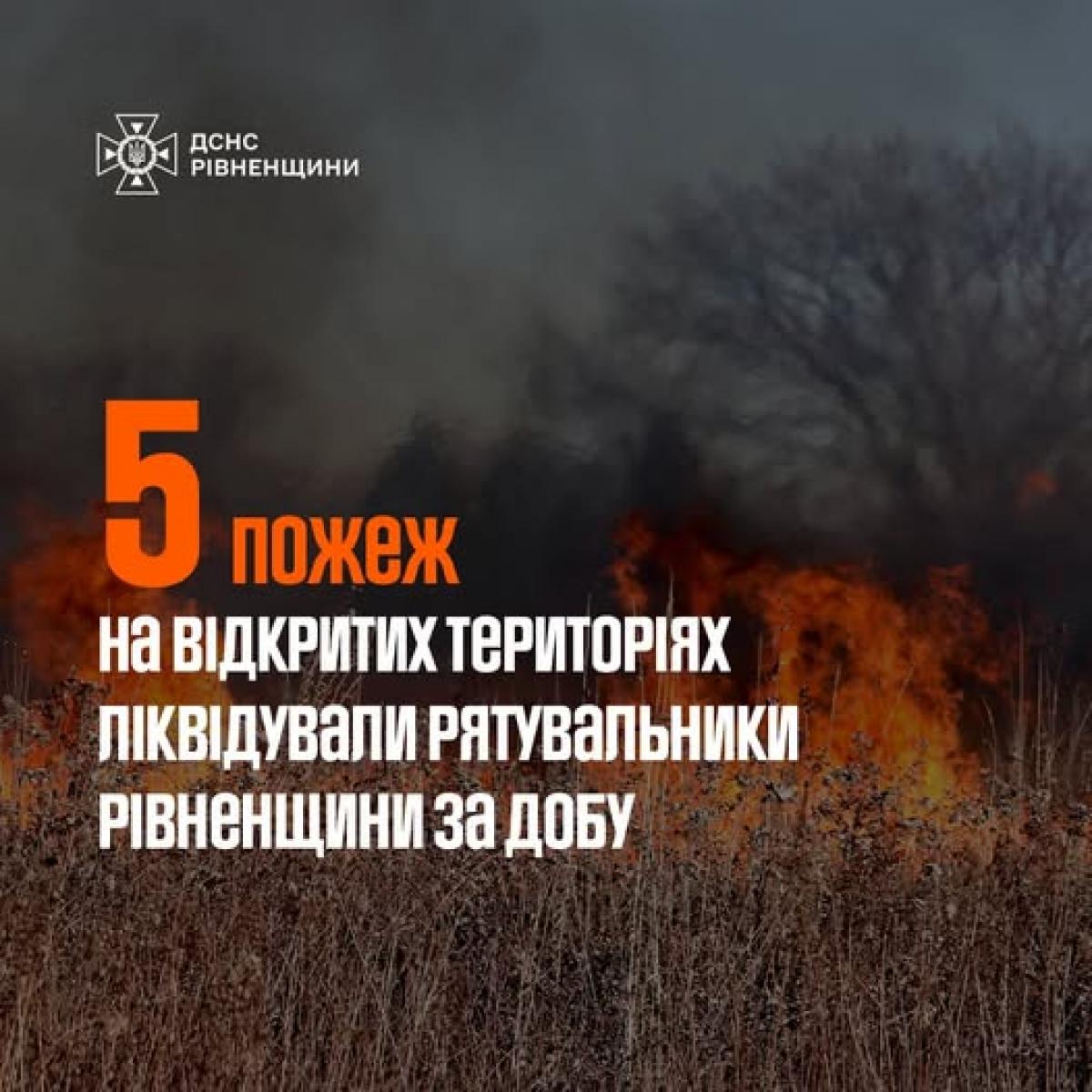 На Рівненщині вогонь знищив понад 12,1 га сухої рослинності