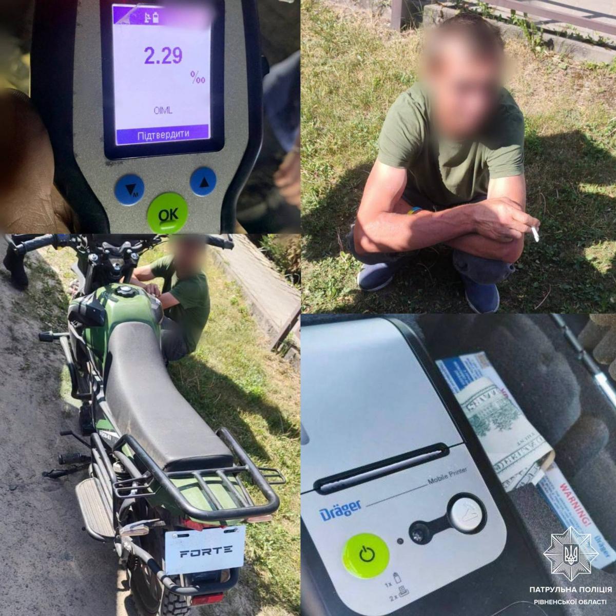 На Рівненщині мотоцикліст напідпитку намагався відкупитися від патрульних