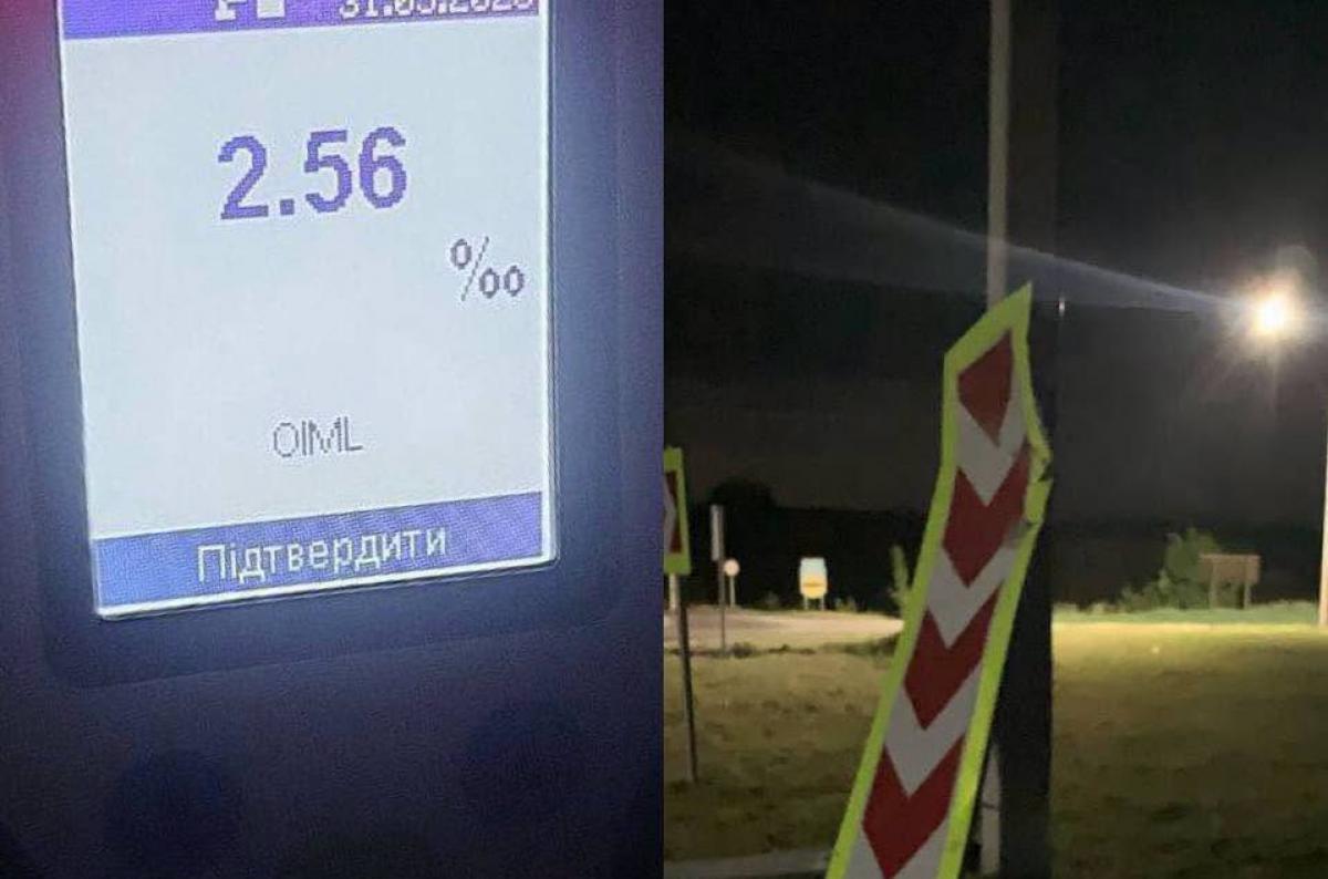 На Рівненщині нетверезий водій Honda в'їхав у дорожній знак
