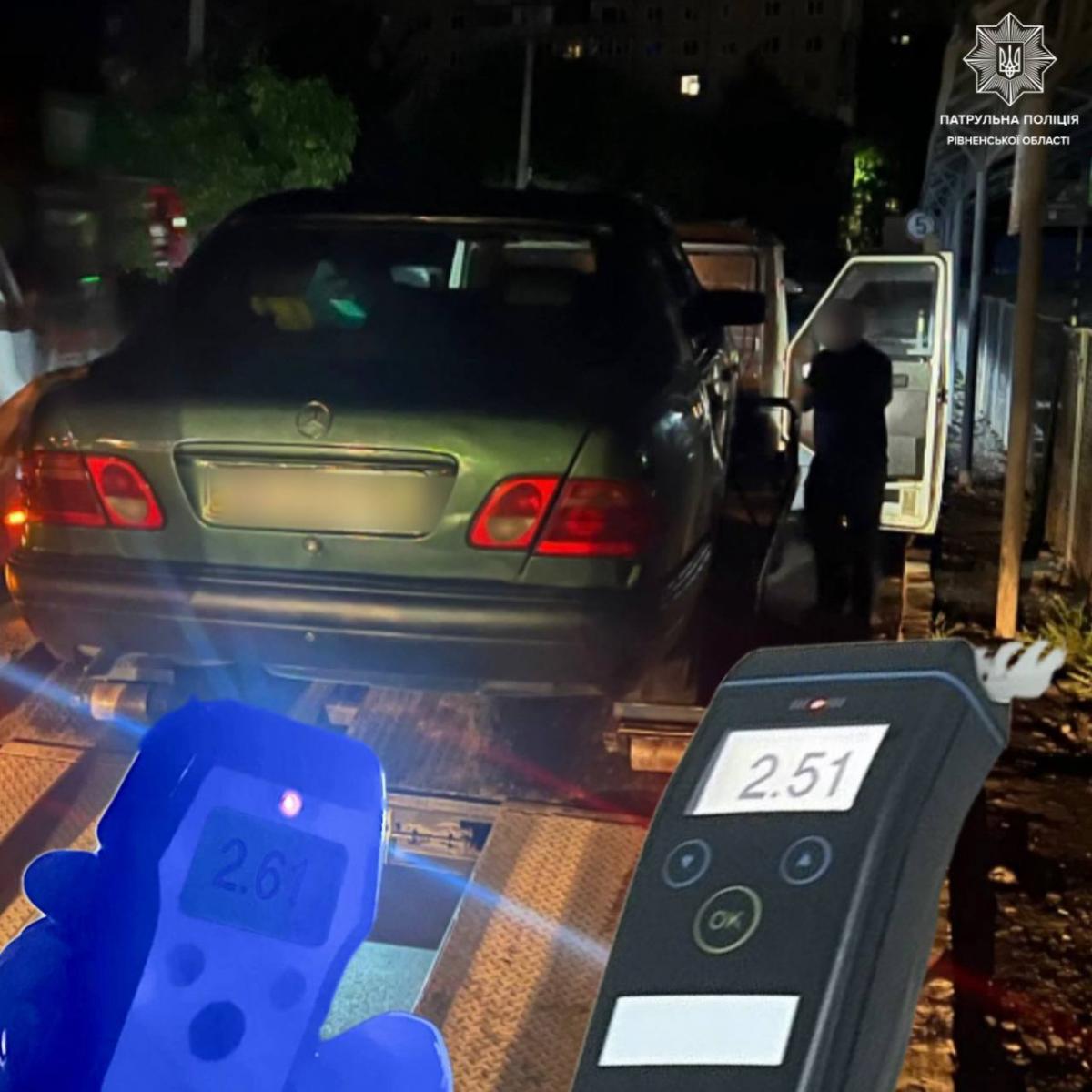 Понад 2,5 проміле: на Рівненщині патрульні викрили двох нетверезих водіїв