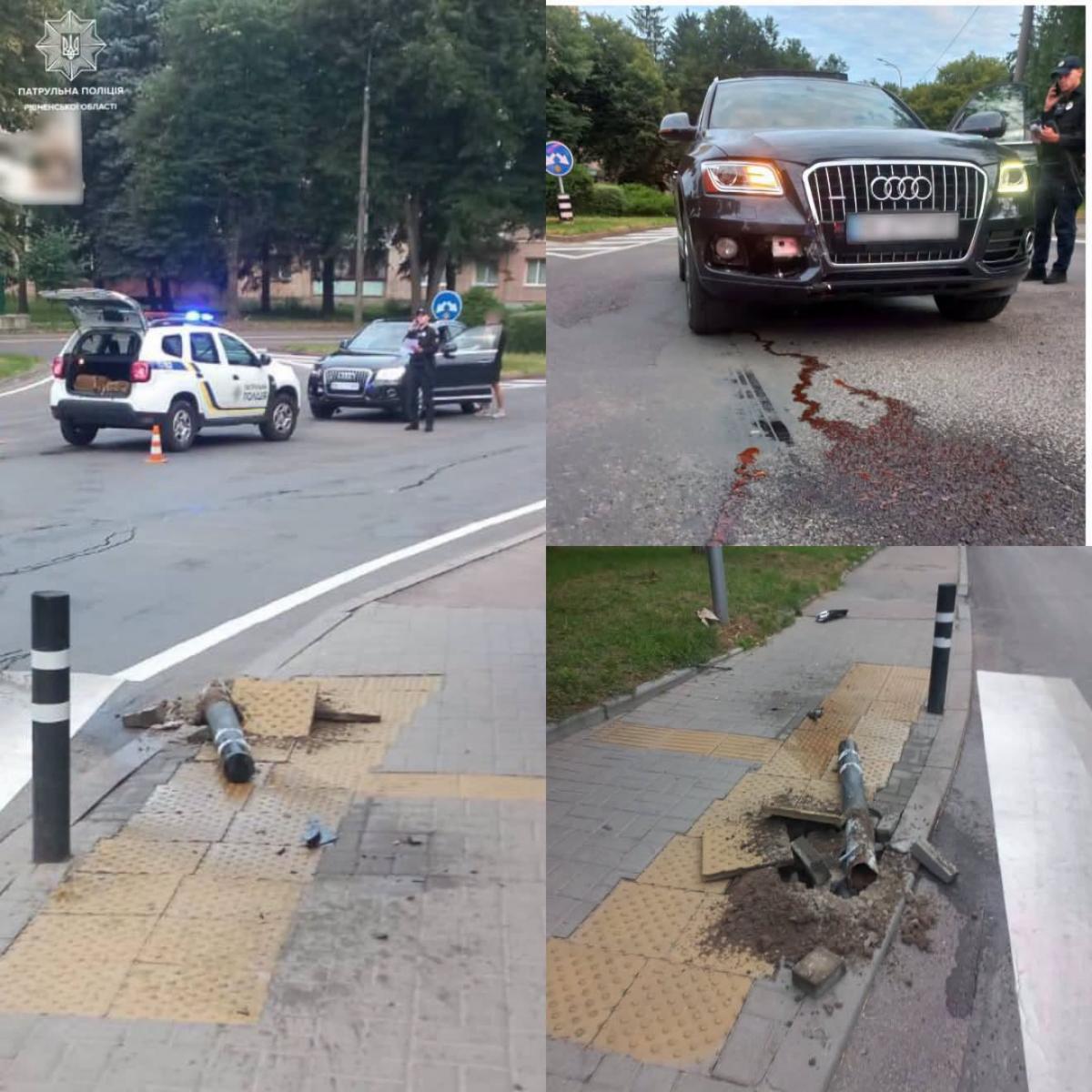 У Рівному водій Audi зніс дорожній стовпчик і відмовився проходити огляд на сп'яніння